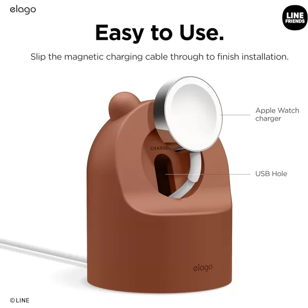 elago  LINE Friends W2 Charger Stand Compatible with Apple Watch Series Ultra2Ultra9876SE54321SE 49mm 45mm 44mm 42mm 41mm 40mm 38mm Nightstand Mode SallyBROWN