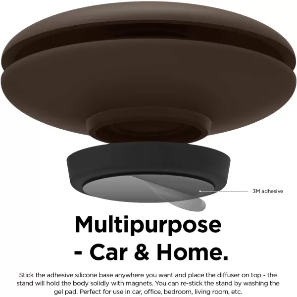 elago Ellipse Silicone Diffuser California Breeze Black  Multipurpose Air Fresheners Fragrance Control Reusable Gel Pad Stand Glass DropperCalifornia Breeze Dark Brown