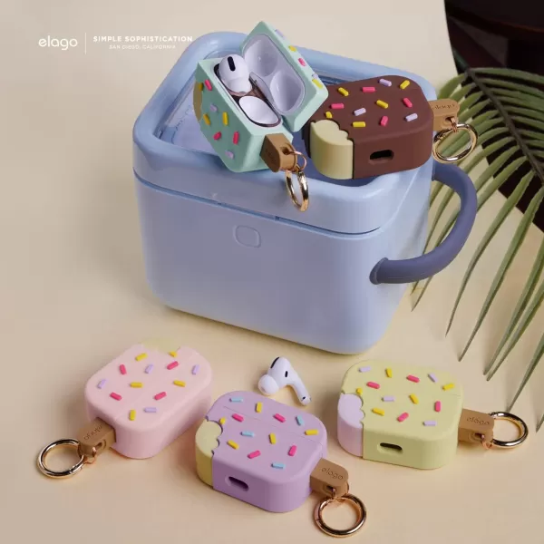 elago Ice Cream AirPods Pro Case with Keychain Designed for Apple AirPods PRO Case BlueberryBlueberry