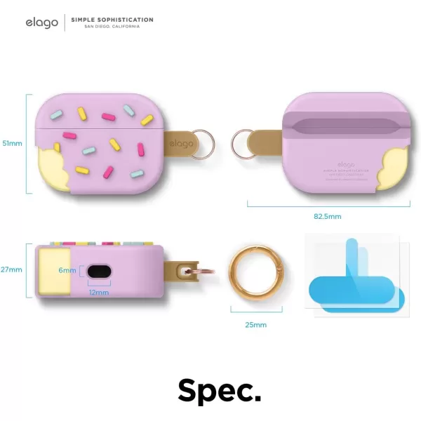 elago Ice Cream AirPods Pro Case with Keychain Designed for Apple AirPods PRO Case BlueberryBlueberry