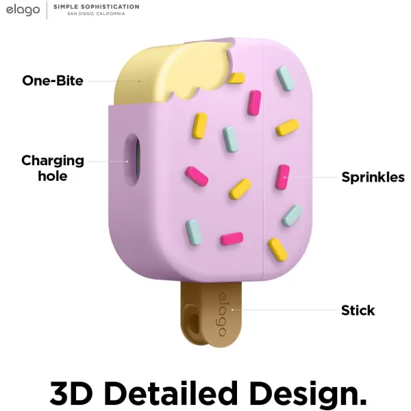 elago Ice Cream AirPods Pro Case with Keychain Designed for Apple AirPods PRO Case BlueberryBlueberry