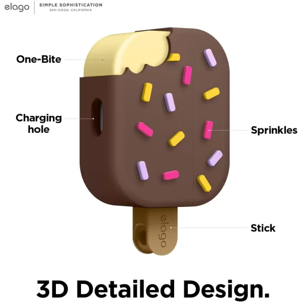 elago Ice Cream AirPods Pro Case with Keychain Designed for Apple AirPods PRO Case BlueberryChocolate