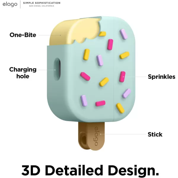 elago Ice Cream AirPods Pro Case with Keychain Designed for Apple AirPods PRO Case BlueberryMint