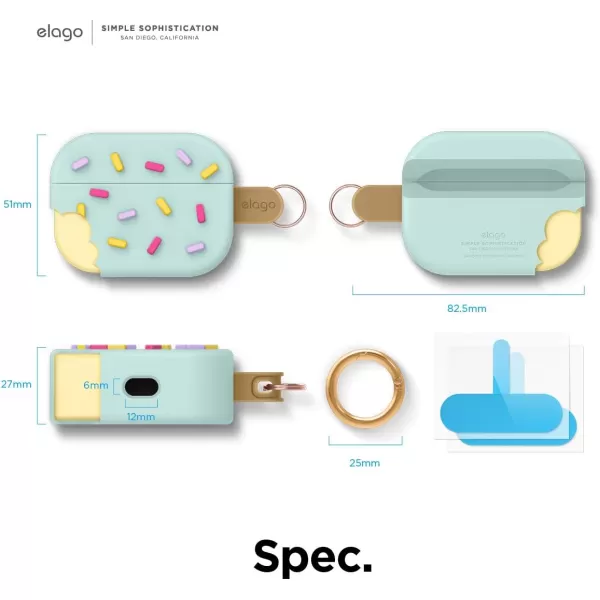 elago Ice Cream AirPods Pro Case with Keychain Designed for Apple AirPods PRO Case BlueberryMint