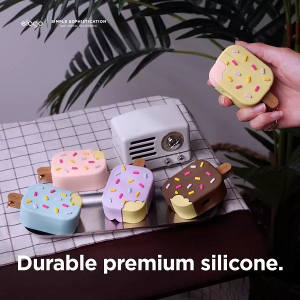 elago Ice Cream AirPods Pro Case with Keychain Designed for Apple AirPods PRO Case BlueberryVanilla