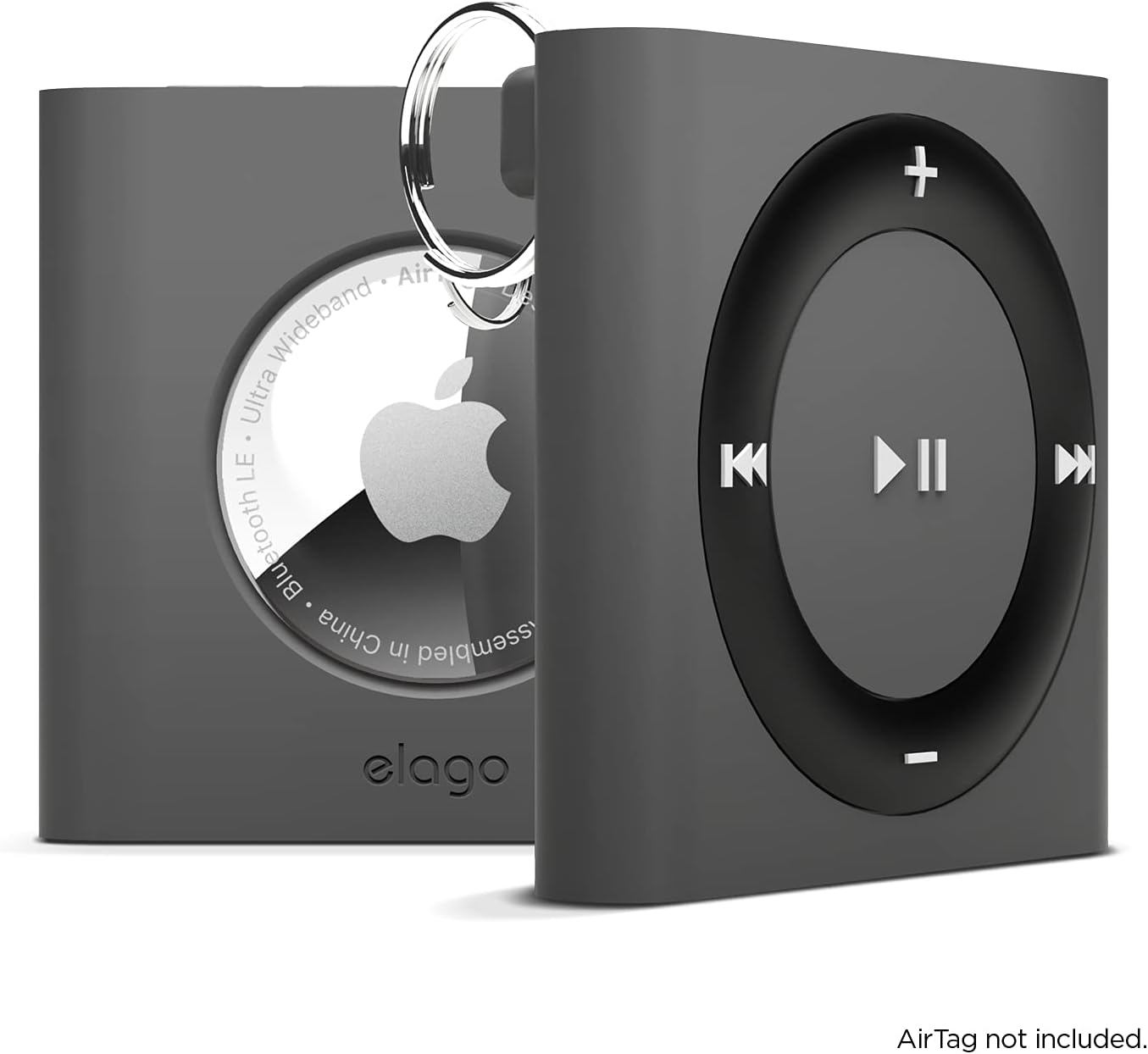 elago Shuffle Case Compatible with Apple AirTags Case Dark Gray  Designed for Air Tag Drop Protection Classic Retro MP3 Player DesignTrack Dogs Keys Backpacks PursesTracking Tag Not IncludedDark Grey