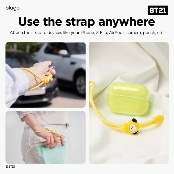 elago  LINE FRIENDS BT21 OFFICIAL MERCHANDISE Lanyard Wrist Strap phone charm keychain  Anti Drop Extra Security Adjustable Button widely ApplicableCHIMMY