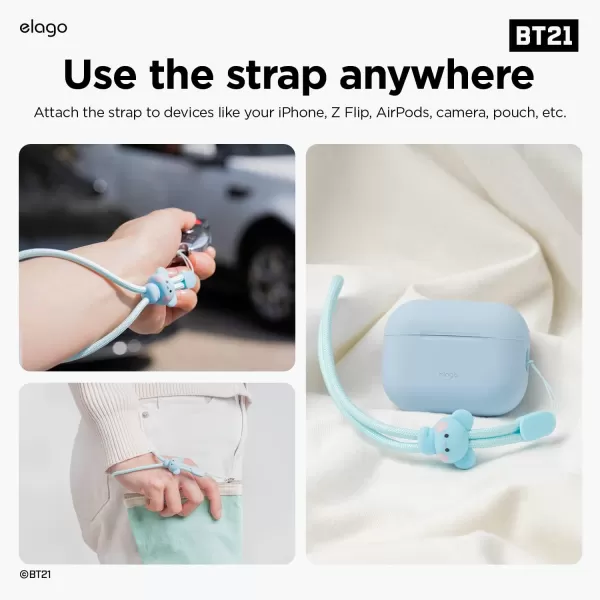 elago  LINE FRIENDS BT21 OFFICIAL MERCHANDISE Lanyard Wrist Strap phone charm keychain  Anti Drop Extra Security Adjustable Button widely ApplicableKoya