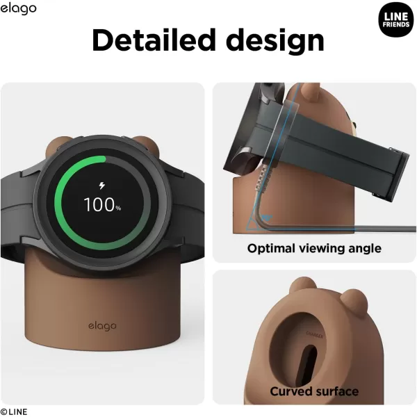 elago  LINE Friends GW2 Stand Compatible with Samsung Galaxy Watch 5 Charger Stand 40 44mm  Galaxy Watch 5 Pro Charger Stand 45mm 2022 BrownBROWN