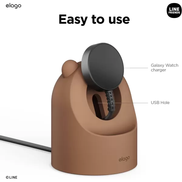 elago  LINE Friends GW2 Stand Compatible with Samsung Galaxy Watch 5 Charger Stand 40 44mm  Galaxy Watch 5 Pro Charger Stand 45mm 2022 BrownBROWN