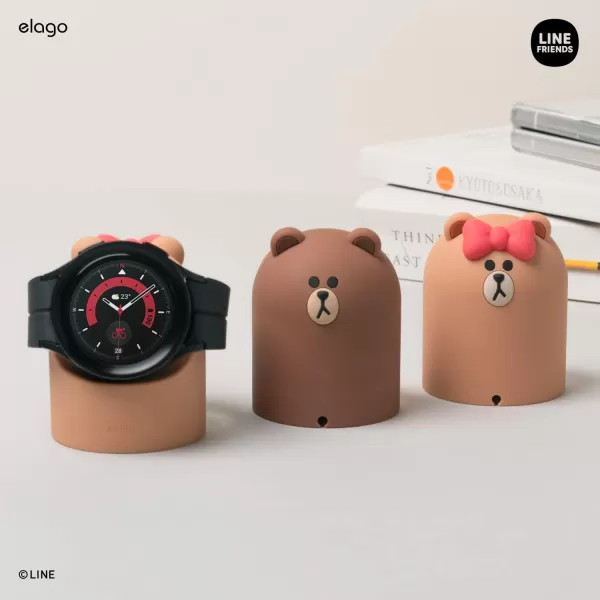 elago  LINE Friends GW2 Stand Compatible with Samsung Galaxy Watch 5 Charger Stand 40 44mm  Galaxy Watch 5 Pro Charger Stand 45mm 2022 BrownBROWN