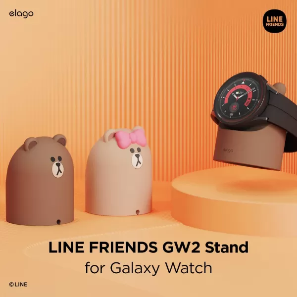 elago  LINE Friends GW2 Stand Compatible with Samsung Galaxy Watch 5 Charger Stand 40 44mm  Galaxy Watch 5 Pro Charger Stand 45mm 2022 BrownBROWN