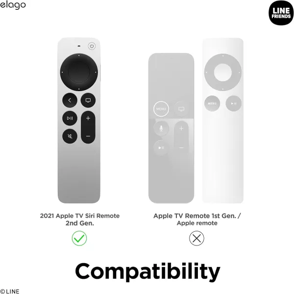 elago  LINE Friends Slim Case Compatible with 2022 Apple TV 4K HD Siri Remote 3rd Generation and Compatible with 2021 Apple TV 4K HD Siri Remote 2nd Generation Slim Light Shock Absorption SallyBROWN