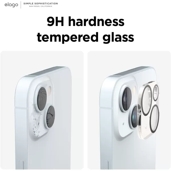 elago 1Pc Tempered Glass Camera Lens Protector Compatible with iPhone 15 and iPhone 15 Plus  9H Surface Hardness AntiFingerprint ShatterProof Scratch Protection Crystal Clear Clarity BubbleFreeiPhone 15 and iPhone 15 Plus