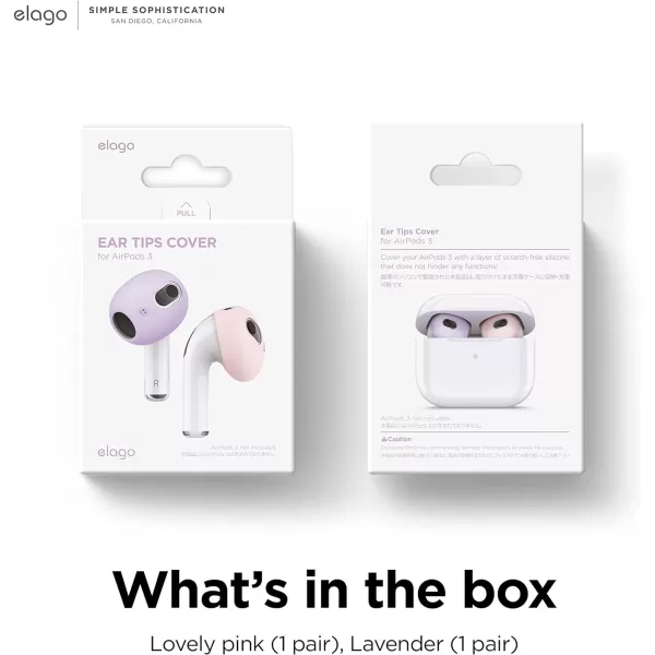 elago 2 Pairs AirPods 3 Ear Tips Cover Designed for AirPods 3rd Generation2021 Fit in The Case Anti Slip Silicone Cover Anti Scratches DustFree 1 Pair of Each Lovely Pink amp LavenderLovely PinkLavender