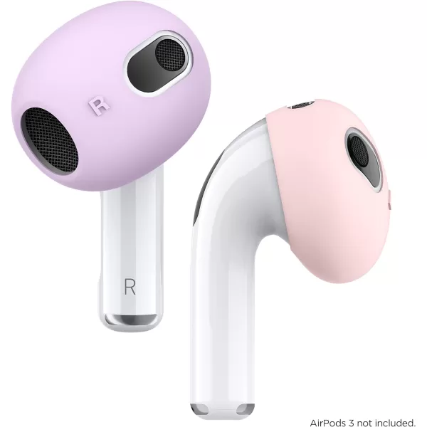 elago 2 Pairs AirPods 3 Ear Tips Cover Designed for AirPods 3rd Generation2021 Fit in The Case Anti Slip Silicone Cover Anti Scratches DustFree 1 Pair of Each Lovely Pink amp LavenderLovely PinkLavender