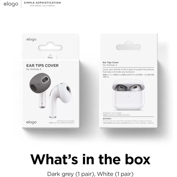 elago 2 Pairs AirPods 3 Ear Tips Cover Designed for AirPods 3rd Generation2021 Fit in The Case Anti Slip Silicone Cover Anti Scratches DustFree 1 Pair of Each Lovely Pink amp LavenderDark GreyWhite