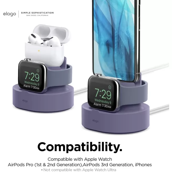 elago 2 in 1 Charging Station for Apple Products Designed for AirPods 3rd Generation AirPods Pro 1st amp 2nd Generation iPhone Apple Watch Original Cables RequiredNOT Included Lavender GreyLavender Grey