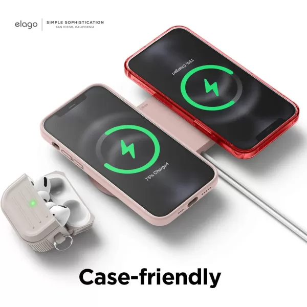 elago 2 in 1 Wireless Charger Stand Charging Station Designed for MagSafe Compatible with iPhone 15141312 AirPods ProPro2 amp AirPods 3  Stone Charging Cable Not IncludedSand Pink