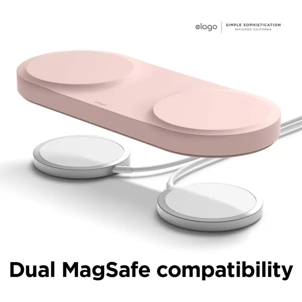 elago 2 in 1 Wireless Charger Stand Charging Station Designed for MagSafe Compatible with iPhone 15141312 AirPods ProPro2 amp AirPods 3  Stone Charging Cable Not IncludedSand Pink