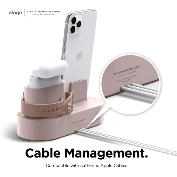 elago 3 in 1 Charging Station Compatible with Apple Products Apple Watch Series 9876SE54321SE Apple AirPods Pro 21 AirPods 321 and All iPhone Models Original Cables RequiredSand Pink