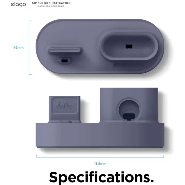 elago 3 in 1 Charging Station Compatible with Apple Products Apple Watch Series 9876SE54321SE Apple AirPods Pro 21 AirPods 321 and All iPhone Models Original Cables RequiredLavender Grey