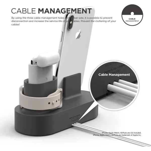 elago 3 in 1 Charging Station Compatible with Apple Products Apple Watch Series 9876SE54321SE Apple AirPods Pro 21 AirPods 321 and All iPhone Models Original Cables RequiredDark Grey