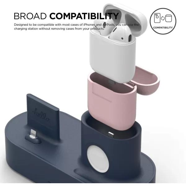 elago 3 in 1 Charging Station Compatible with Apple Products Apple Watch Series 9876SE54321SE Apple AirPods Pro 21 AirPods 321 and All iPhone Models Original Cables RequiredJean Indigo