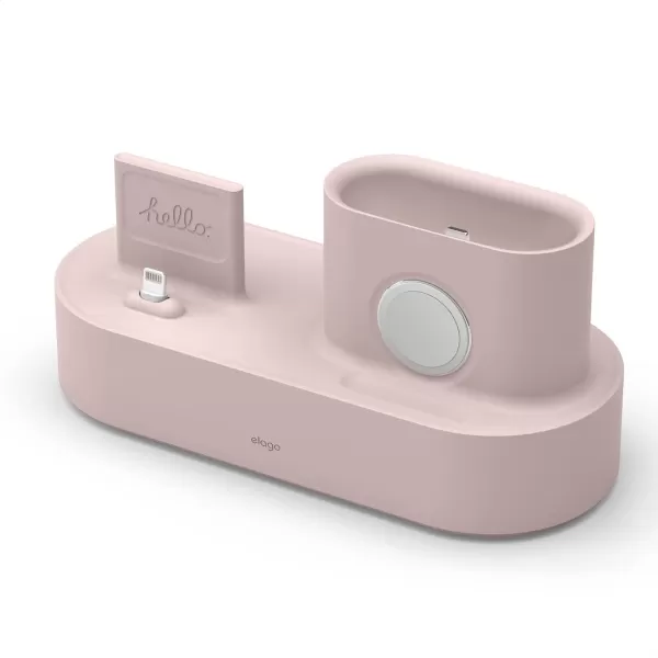 elago 3 in 1 Charging Station Compatible with Apple Products Apple Watch Series 9876SE54321SE Apple AirPods Pro 21 AirPods 321 and All iPhone Models Original Cables RequiredSand Pink