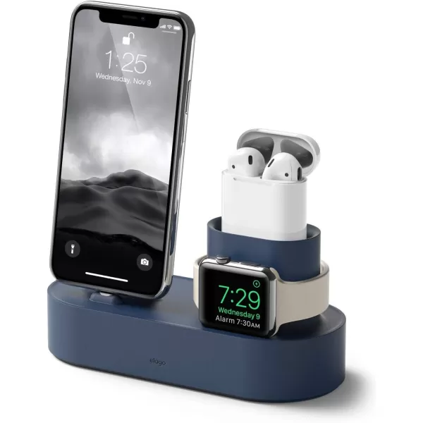 elago 3 in 1 Charging Station Compatible with Apple Products Apple Watch Series 9876SE54321SE Apple AirPods Pro 21 AirPods 321 and All iPhone Models Original Cables RequiredJean Indigo