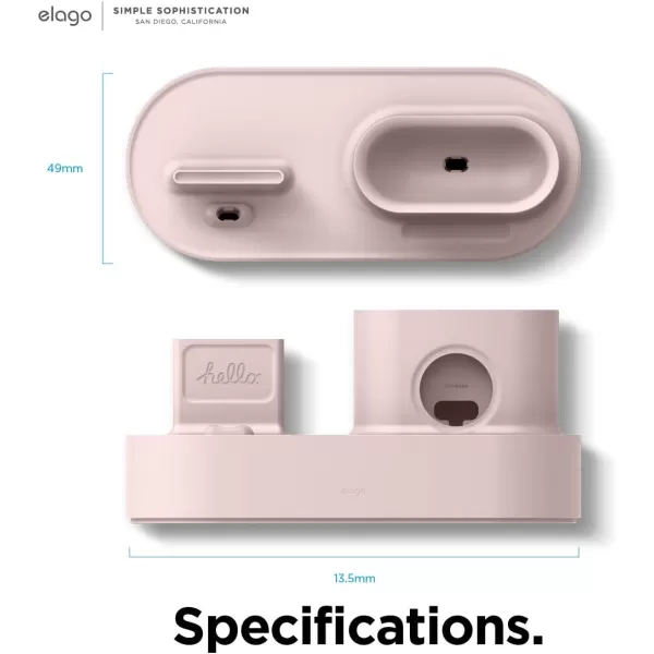 elago 3 in 1 Charging Station Compatible with Apple Products Apple Watch Series 9876SE54321SE Apple AirPods Pro 21 AirPods 321 and All iPhone Models Original Cables RequiredSand Pink