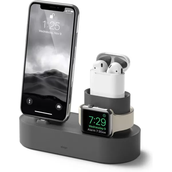 elago 3 in 1 Charging Station Compatible with Apple Products Apple Watch Series 9876SE54321SE Apple AirPods Pro 21 AirPods 321 and All iPhone Models Original Cables RequiredDark Grey