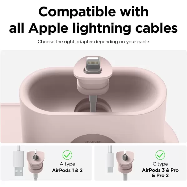 elago 3 in 1 Charging Station Compatible with Apple Products Apple Watch Series 9876SE54321SE Apple AirPods Pro 21 AirPods 321 and All iPhone Models Original Cables RequiredSand Pink