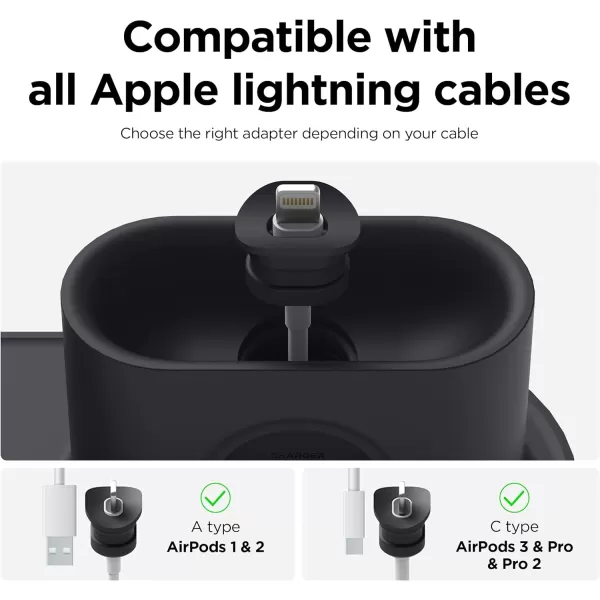 elago 3 in 1 Charging Station Compatible with Apple Products Apple Watch Series 9876SE54321SE Apple AirPods Pro 21 AirPods 321 and All iPhone Models Original Cables RequiredBlack