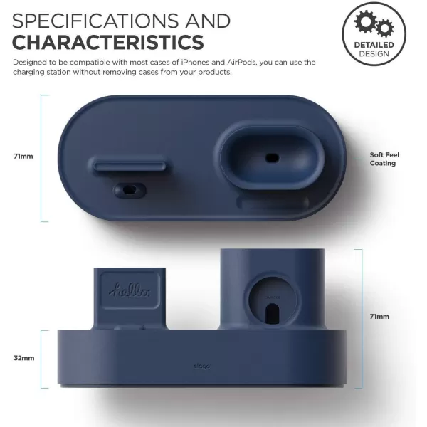 elago 3 in 1 Charging Station Compatible with Apple Products Apple Watch Series 9876SE54321SE Apple AirPods Pro 21 AirPods 321 and All iPhone Models Original Cables RequiredJean Indigo