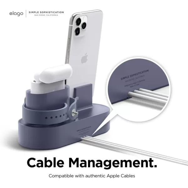 elago 3 in 1 Charging Station Compatible with Apple Products Apple Watch Series 9876SE54321SE Apple AirPods Pro 21 AirPods 321 and All iPhone Models Original Cables RequiredLavender Grey