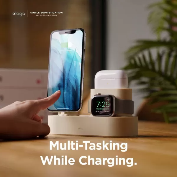 elago 3 in 1 Charging Station Compatible with Apple Products Apple Watch Series 9876SE54321SE Apple AirPods Pro 21 AirPods 321 and All iPhone Models Original Cables RequiredClassic White