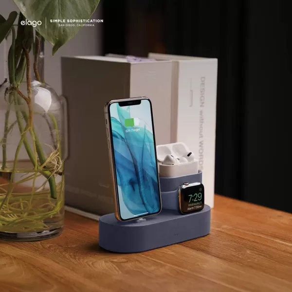 elago 3 in 1 Charging Station Compatible with Apple Products Apple Watch Series 9876SE54321SE Apple AirPods Pro 21 AirPods 321 and All iPhone Models Original Cables RequiredLavender Grey