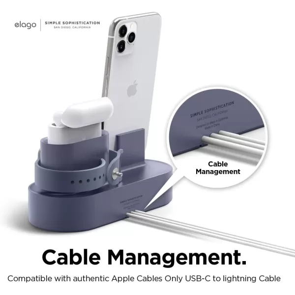 elago 3 in 1 Charging Station for Apple Products Designed for AirPods 3rd Generation AirPods Pro 1st amp 2nd Generation iPhone Apple Watch Original Cables RequiredNOT Included Classic WhiteLavender Grey