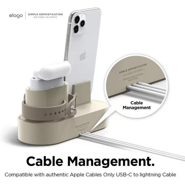 elago 3 in 1 Charging Station for Apple Products Designed for AirPods 3rd Generation AirPods Pro 1st amp 2nd Generation iPhone Apple Watch Original Cables RequiredNOT Included Classic WhiteClassic White