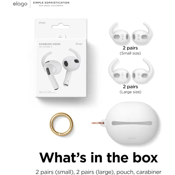 elago 4 Pairs AirPods 3 Ear Hooks Covers Added Storage Pouch Comfortable and Secure Fit Improved Sound Quality Precise Cutout Design Accessories Compatible with AirPods 3rd GenerationDark GreyWhite