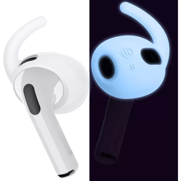 elago 4 Pairs AirPods 3 Ear Hooks Covers Added Storage Pouch Comfortable and Secure Fit Improved Sound Quality Precise Cutout Design Accessories Compatible with AirPods 3rd GenerationDark GreyNightglow Blue