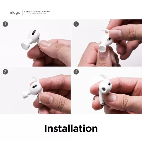 elago 4 Pairs AirPods Pro Ear Hooks Covers  Comfortable and Secure Fit Improved Sound Quality Precise Cutout Design Accessories Compatible with AirPods Pro US Patent Registered WhiteDark Grey