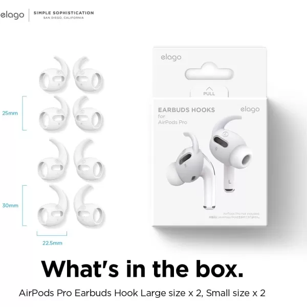 elago 4 Pairs AirPods Pro Ear Hooks Covers  Comfortable and Secure Fit Improved Sound Quality Precise Cutout Design Accessories Compatible with AirPods Pro US Patent Registered WhiteWhite