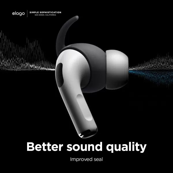 elago 4 Pairs AirPods Pro Ear Hooks Covers  Comfortable and Secure Fit Improved Sound Quality Precise Cutout Design Accessories Compatible with AirPods Pro US Patent Registered WhiteDark Grey