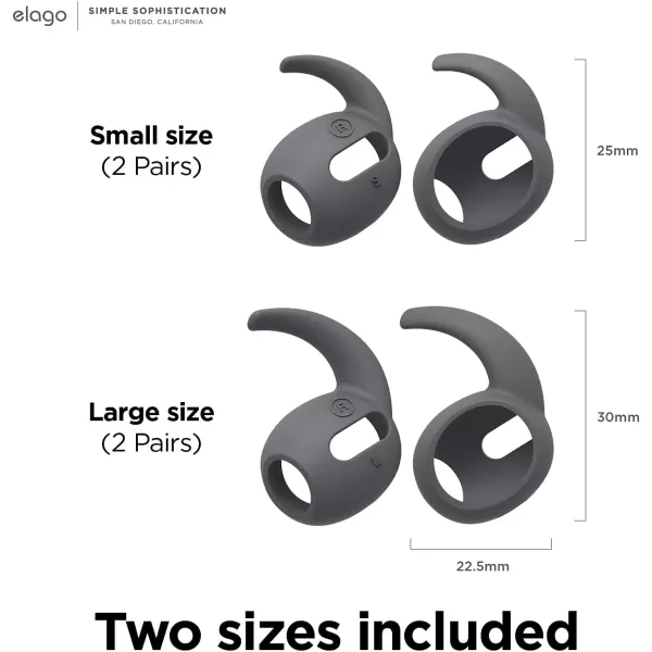 elago 4 Pairs AirPods Pro Ear Hooks Covers  Comfortable and Secure Fit Improved Sound Quality Precise Cutout Design Accessories Compatible with AirPods Pro US Patent Registered WhiteDark Grey