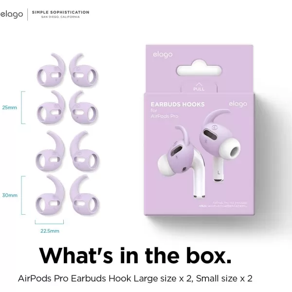 elago 4 Pairs AirPods Pro Ear Hooks Covers  Comfortable and Secure Fit Improved Sound Quality Precise Cutout Design Accessories Compatible with AirPods Pro US Patent Registered WhiteLavender