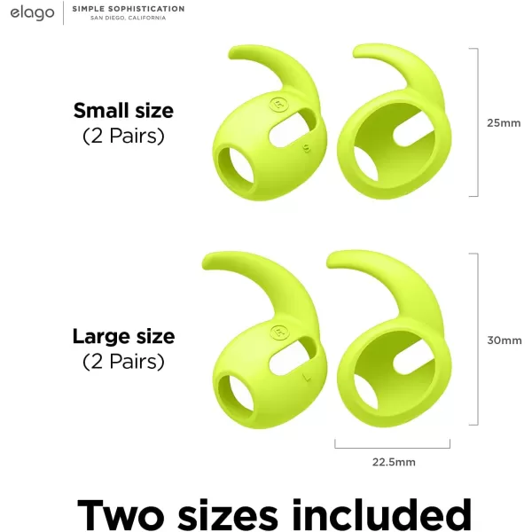 elago 4 Pairs AirPods Pro Ear Hooks Covers  Comfortable and Secure Fit Improved Sound Quality Precise Cutout Design Accessories Compatible with AirPods Pro US Patent Registered WhiteNeon Yellow