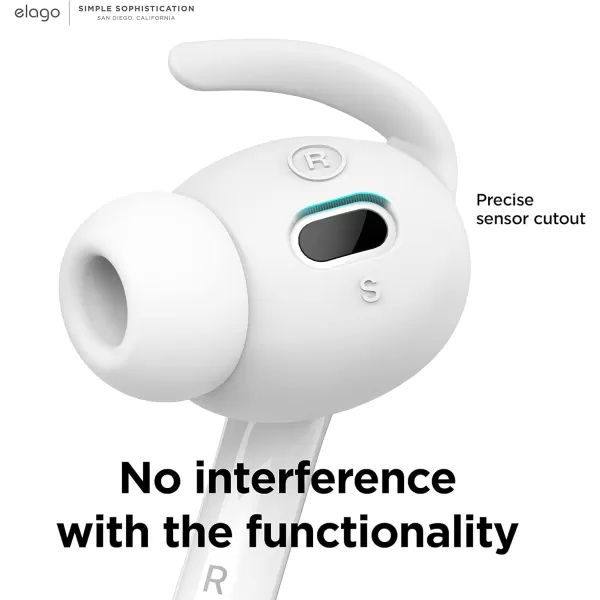 elago 4 Pairs Ear Hooks Covers Compatible with AirPods Pro 2  Earbuds Hook Compatible with AirPods Pro 2nd Generation Small Large 2 Size Not Fit in The Charging Case US Patent RegisteredWhite