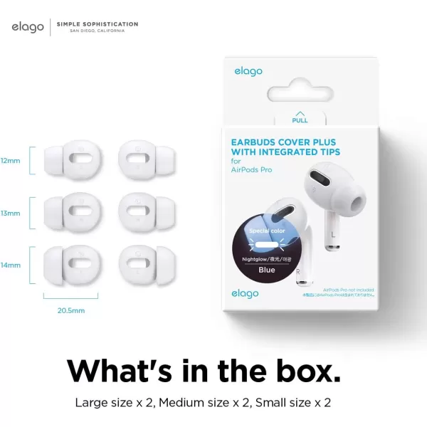 elago 6 Pairs AirPods Pro Ear Tips with Integrated Earbuds Cover Designed for Apple AirPods Pro Fit in The Case AntiSlip 3 Sizes Large  Medium  Small US Patent Registered Dark GreyNightglow Blue